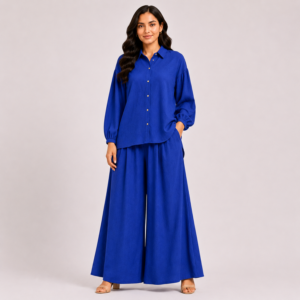Royal Blue Flapper Co-ord Set by Wear Samiya