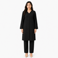 Black V-Neck Co-ord Set by Wear Samiya