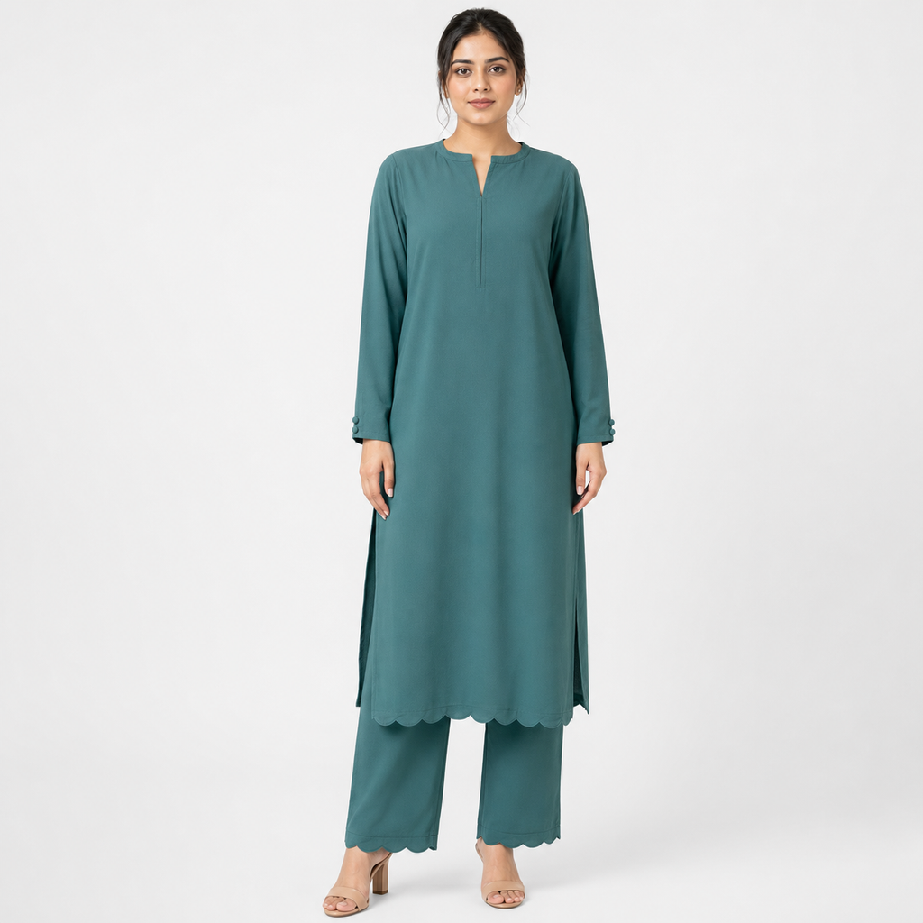 Sage Teal Banline Co-ord Set by Wear Samiya