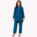 Sapphire Blue Collared Co-ord Set by Wear Samiya