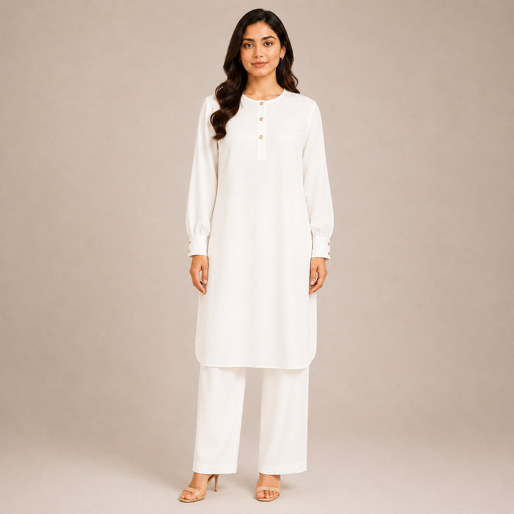 Pearl Ivory Scallop Co-ord Set by Wear Samiya
