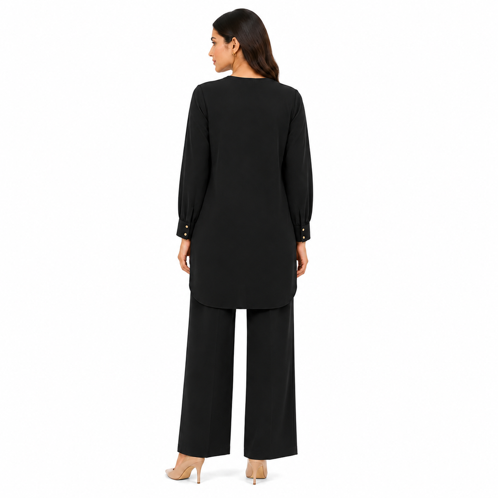 Onyx Black Scallop Co-ord Set by Wear Samiya