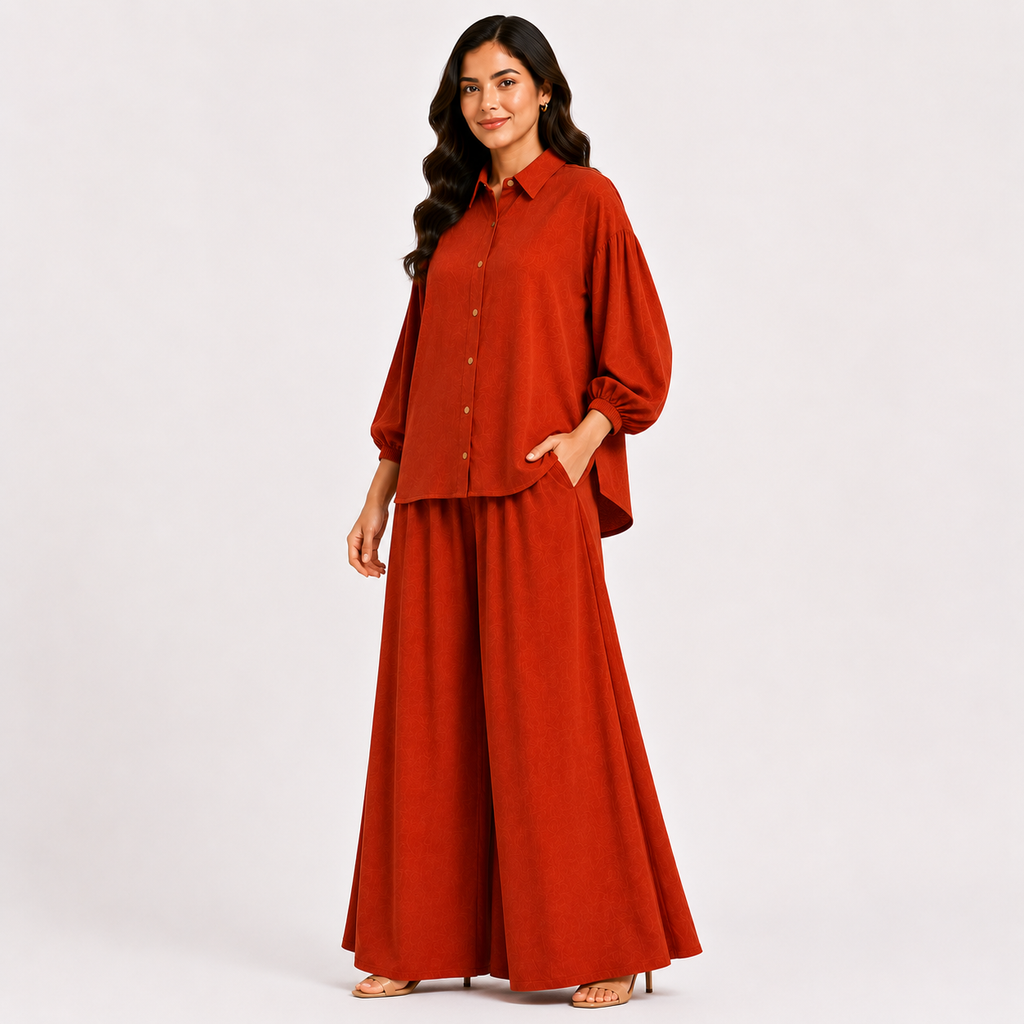 Rust Orange Flapper Co-ord Set by Wear Samiya