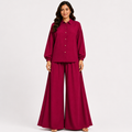 Berry Crimson Flapper Co-ord Set by Wear Samiya