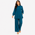 Peacock Teal Mandarin Co-ord Set by Wear Samiya