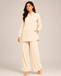 Cream Mandarin Co-ord Set by Wear Samiya