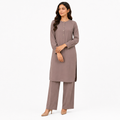 Mink Taupe Scallop Co-ord Set by Wear Samiya