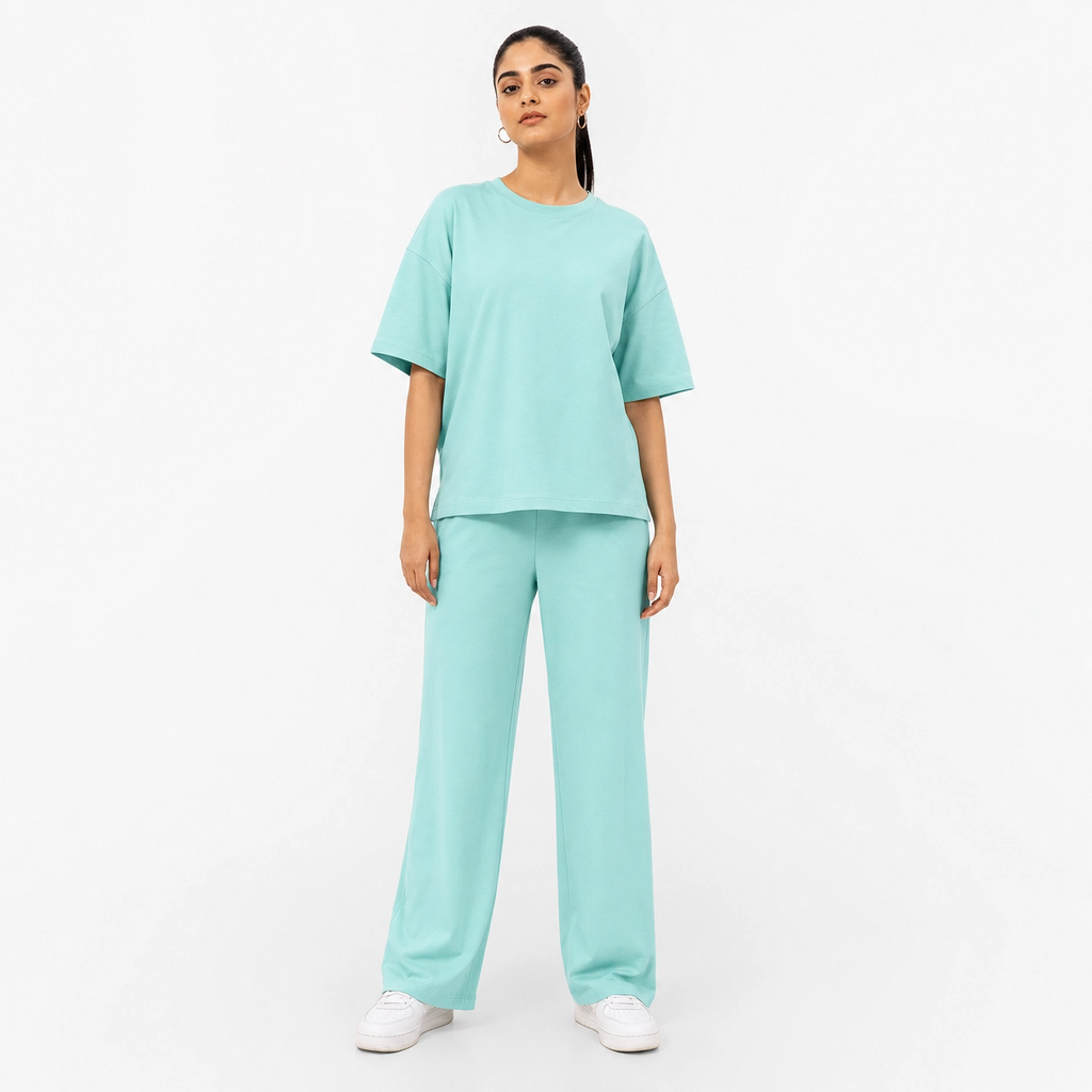 Mint Aqua Drop Shoulder Track Suit by Wear Samiya